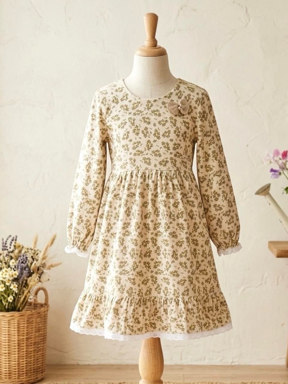 Vintage Handmade Girls SZ (14/16) Floral Eyelet Cottage Dress
